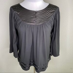 BCBGMaxAzria Black Organza Bell Sleeve Blouse XS